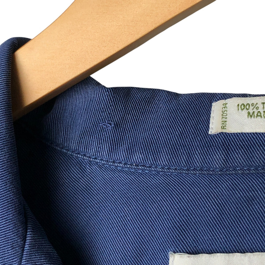 Orvis short-sleeved open-collar box shirt, men's size L Tencel navy blue type Vintage Second Hand