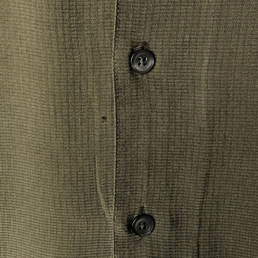Perry Ellis Short Sleeve Open Collar Silk Shirt Box Shirt Men's XL silk Khaki type sage green Vintage Second Hand