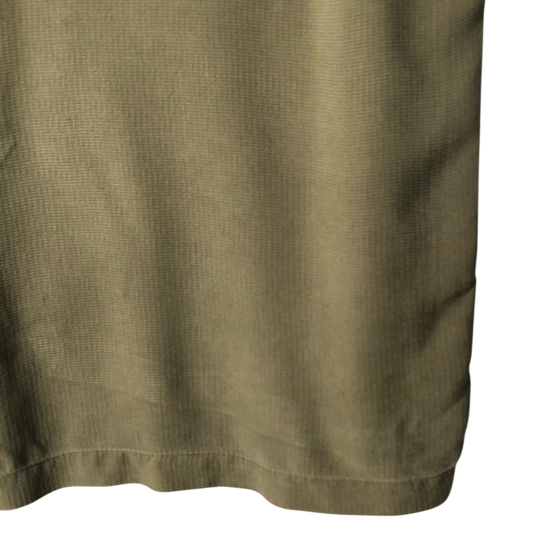 Perry Ellis Short Sleeve Open Collar Silk Shirt Box Shirt Men's XL silk Khaki type sage green Vintage Second Hand