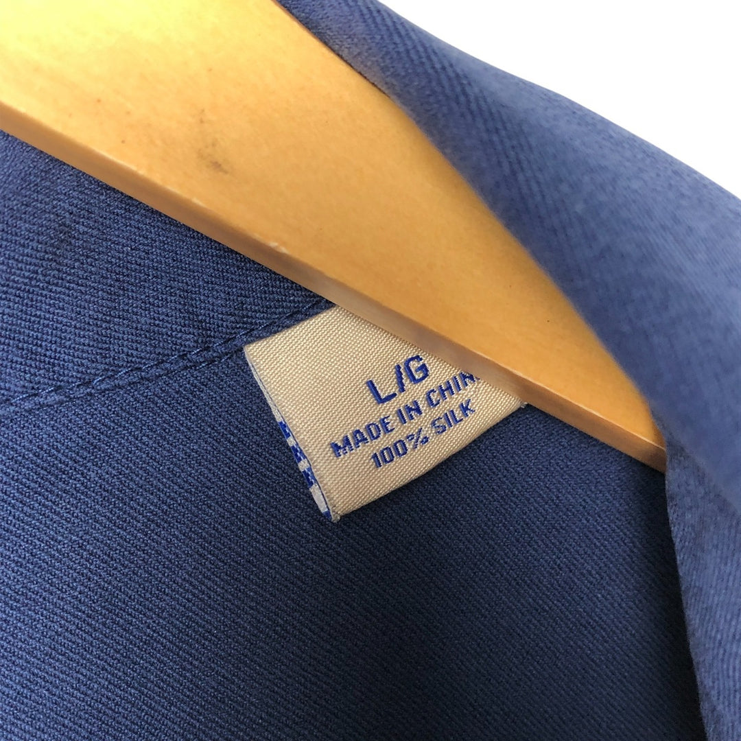 Tommy Bahama short sleeve open collar silk shirt, box shirt, men's size L silk navy blue type Vintage Second Hand