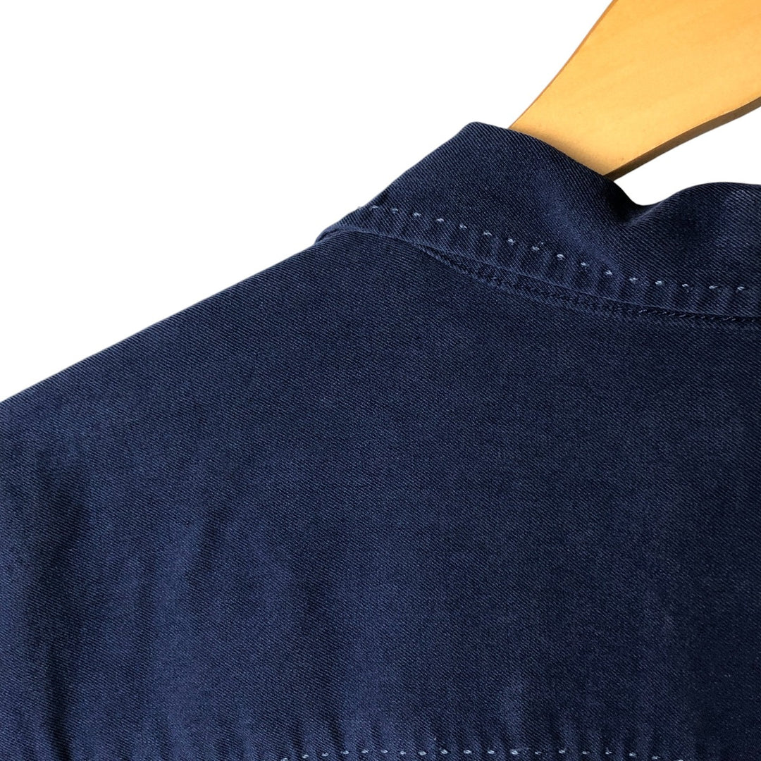 Tommy Bahama short sleeve open collar silk shirt, box shirt, men's size L silk navy blue type Vintage Second Hand