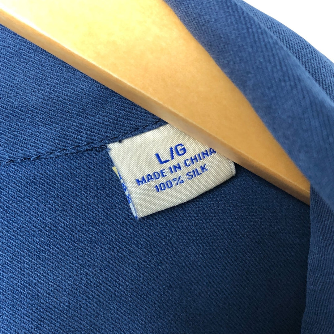 Tommy Bahama short sleeve open collar silk shirt, box shirt, men's size L silk navy blue type Vintage Second Hand