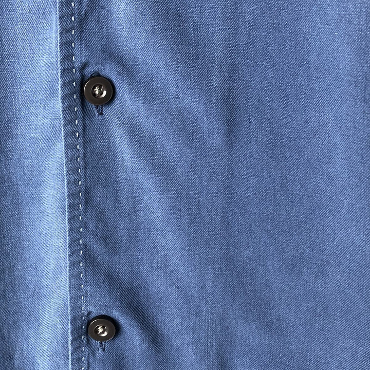 Tommy Bahama short sleeve open collar silk shirt, box shirt, men's size L silk navy blue type Vintage Second Hand