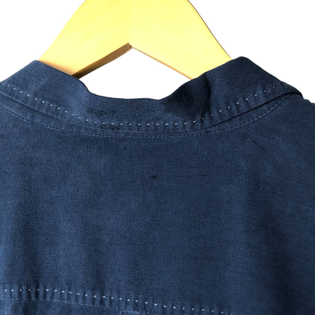 Tommy Bahama short sleeve open collar silk shirt, box shirt, men's size L silk navy blue type Vintage Second Hand