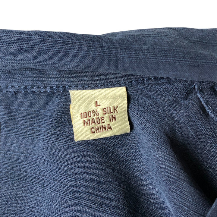 Tommy Bahama short sleeve open collar silk shirt, box shirt, men's size L silk navy blue type Vintage Second Hand