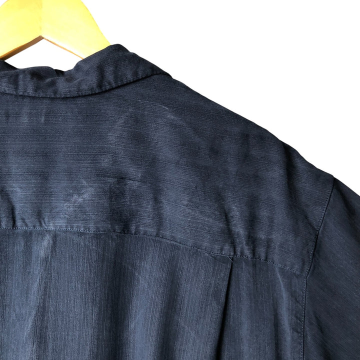 Tommy Bahama short sleeve open collar silk shirt, box shirt, men's size L silk navy blue type Vintage Second Hand