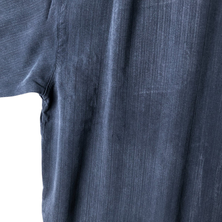 Tommy Bahama short sleeve open collar silk shirt, box shirt, men's size L silk navy blue type Vintage Second Hand