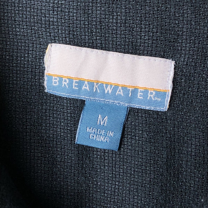 90s-00'S BREAKWATER Short Sleeve Open Collar Linen Shirt, Men's Size M linen black type Vintage Second Hand