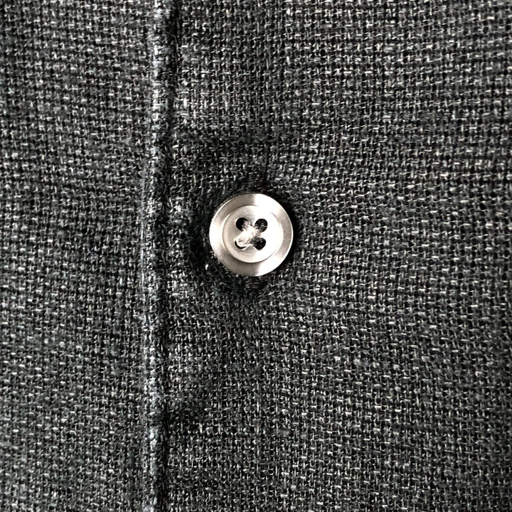 90s-00'S BREAKWATER Short Sleeve Open Collar Linen Shirt, Men's Size M linen black type Vintage Second Hand