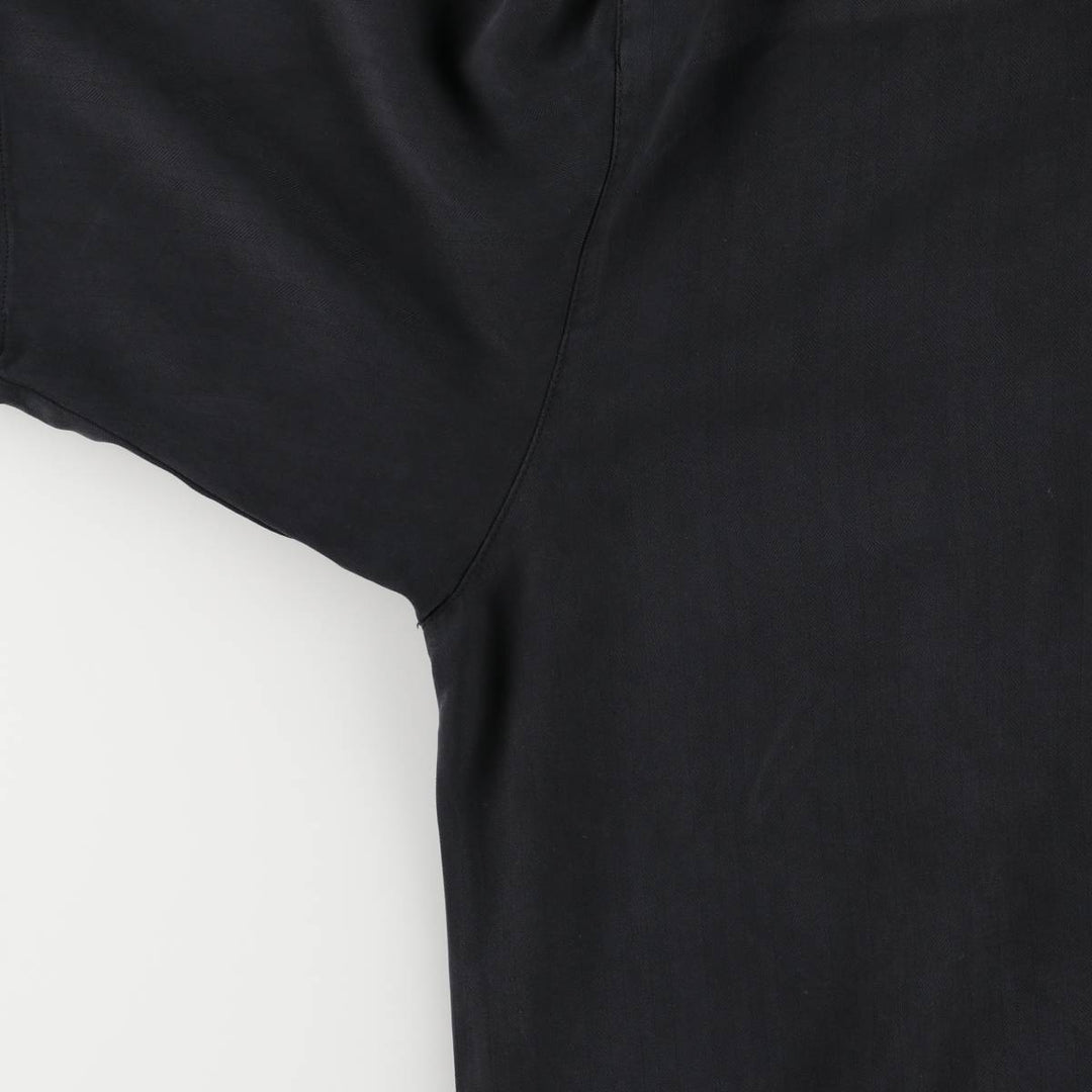 BARACUTA Herringbone Short Sleeve Open Collar Silk Shirt, Men's Size L silk black type Vintage Second Hand