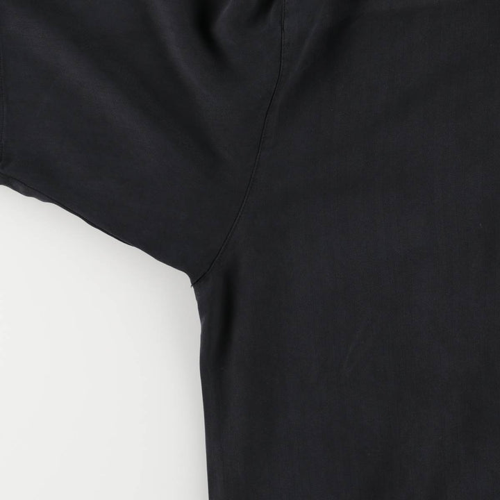 BARACUTA Herringbone Short Sleeve Open Collar Silk Shirt, Men's Size L silk black type Vintage Second Hand