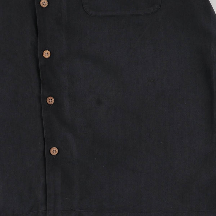 BARACUTA Herringbone Short Sleeve Open Collar Silk Shirt, Men's Size L silk black type Vintage Second Hand