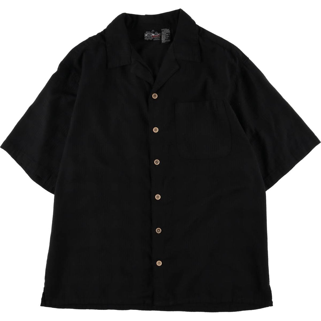 Vintage Ocean Pacific Check Pattern Short Sleeve Open Collar Polyester Box Shirt, Men's XL polyester black type Vintage Second Hand