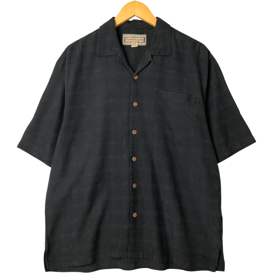JAMAICA JAXX Short Sleeve Open Collar Silk Box Shirt, Men's Size M silk black type Vintage Second Hand
