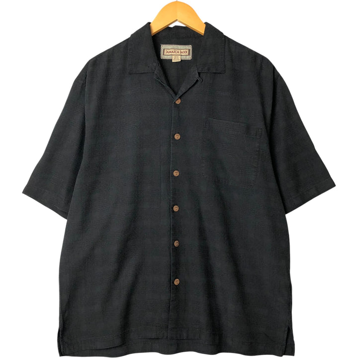 JAMAICA JAXX Short Sleeve Open Collar Silk Box Shirt, Men's Size M silk black type Vintage Second Hand