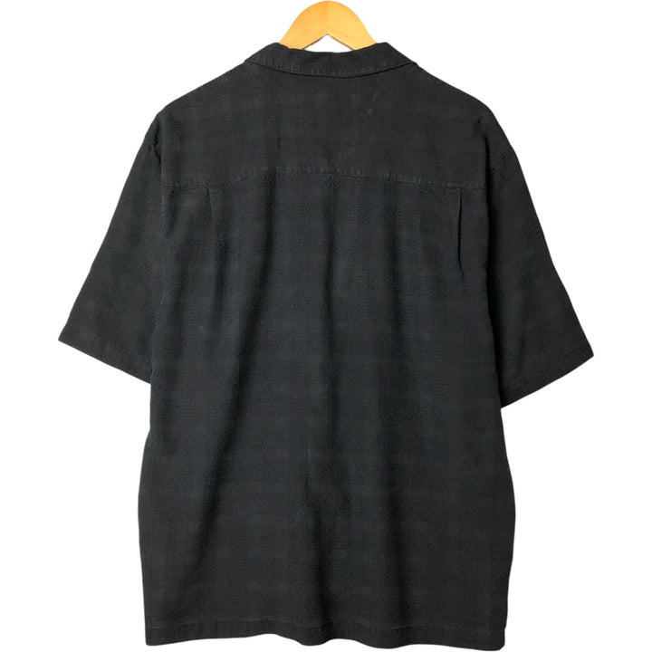 JAMAICA JAXX Short Sleeve Open Collar Silk Box Shirt, Men's Size M silk black type Vintage Second Hand