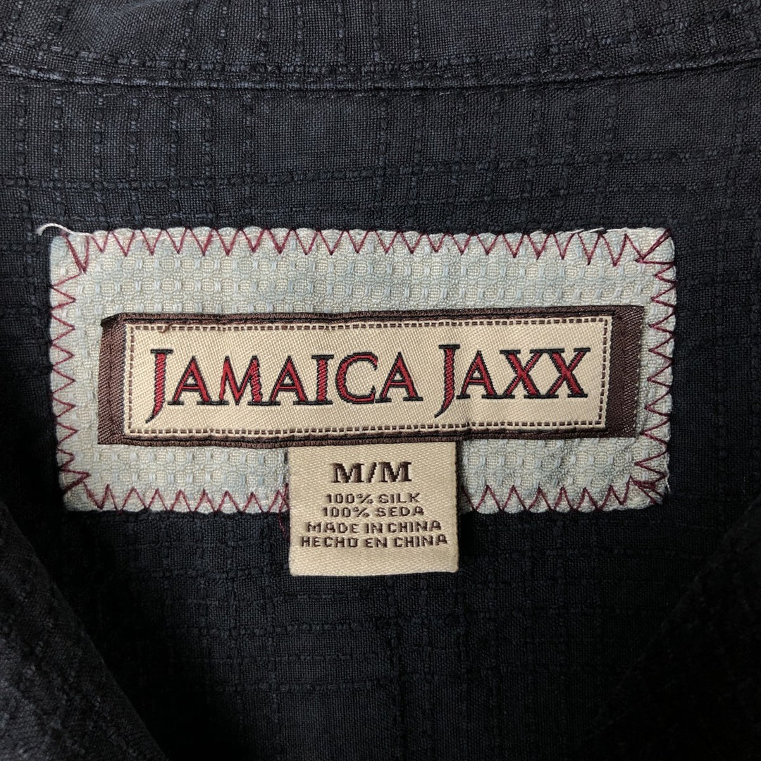 JAMAICA JAXX Short Sleeve Open Collar Silk Box Shirt, Men's Size M silk black type Vintage Second Hand