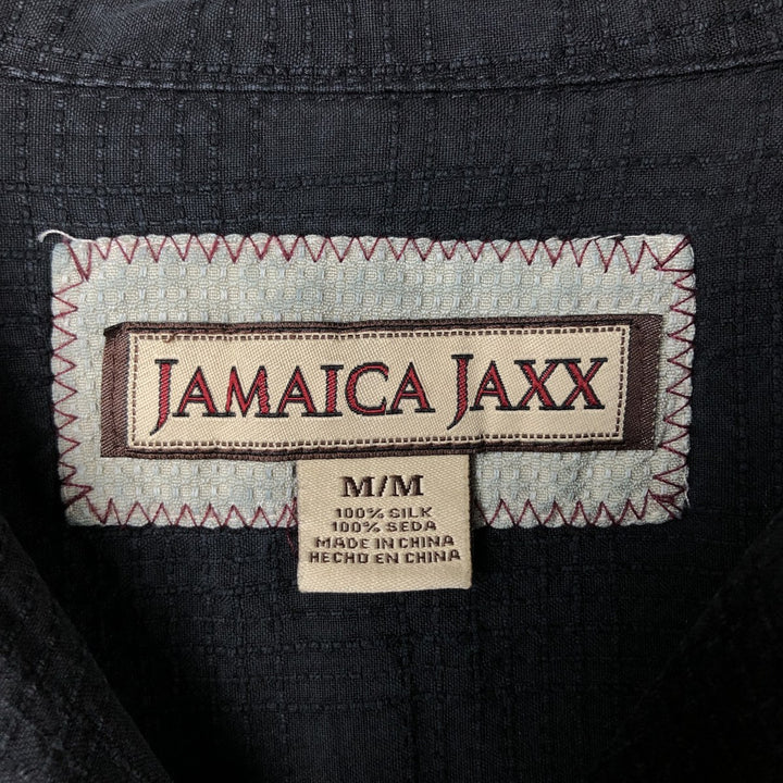 JAMAICA JAXX Short Sleeve Open Collar Silk Box Shirt, Men's Size M silk black type Vintage Second Hand