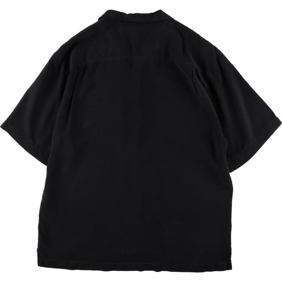 Tommy Bahama short sleeve open collar silk shirt, box shirt, men's XL size silk black type Vintage Second Hand
