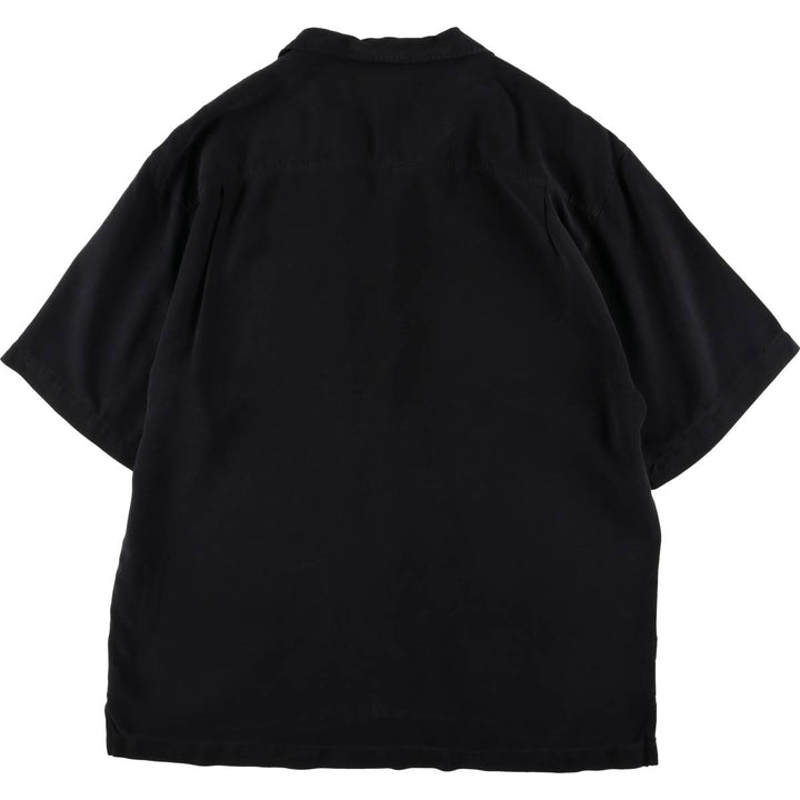 Tommy Bahama short sleeve open collar silk shirt, box shirt, men's XL size silk black type Vintage Second Hand