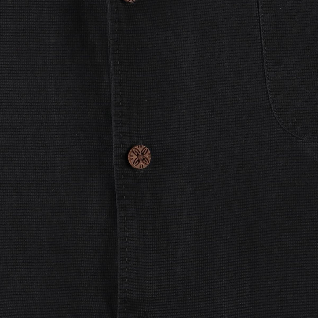 Tommy Bahama short sleeve open collar silk shirt, box shirt, men's XL size silk black type Vintage Second Hand