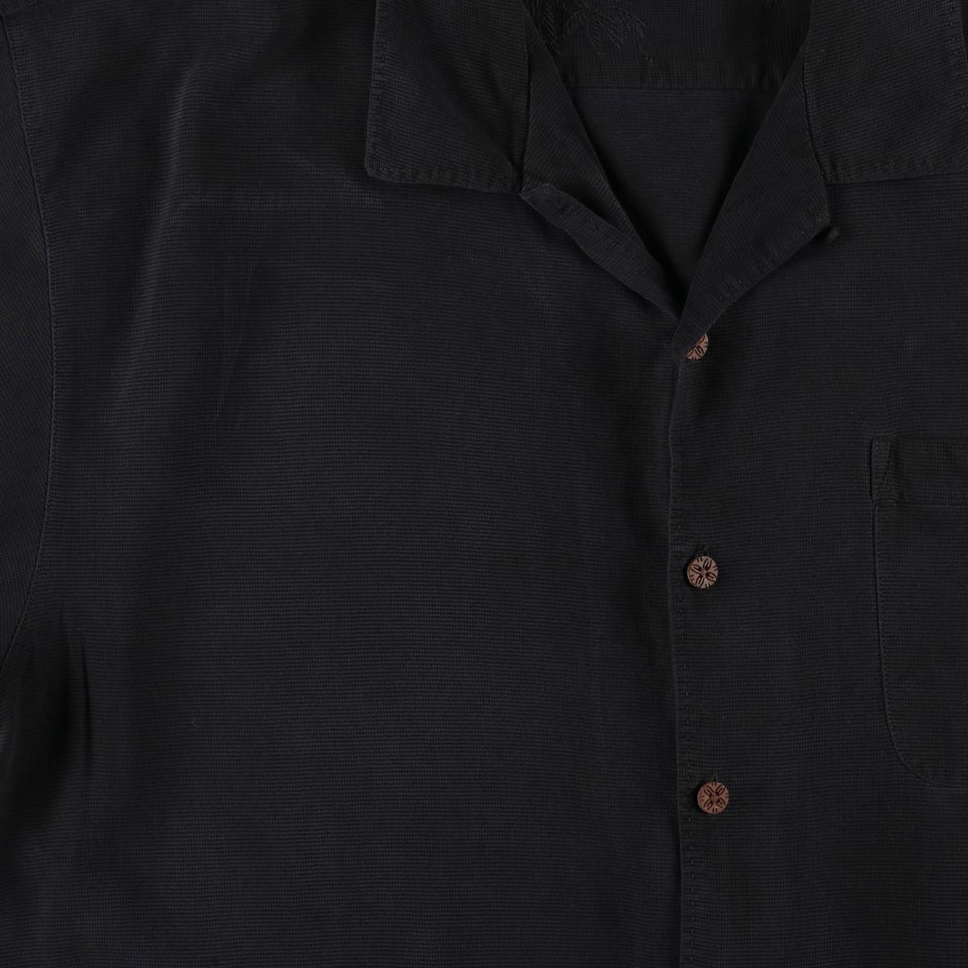 Tommy Bahama short sleeve open collar silk shirt, box shirt, men's XL size silk black type Vintage Second Hand