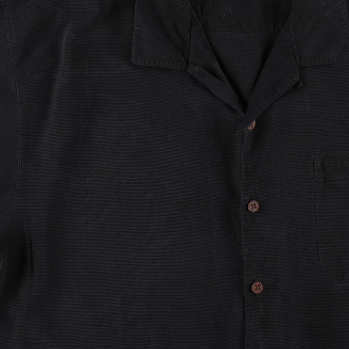 Tommy Bahama short sleeve open collar silk shirt, box shirt, men's XL size silk black type Vintage Second Hand