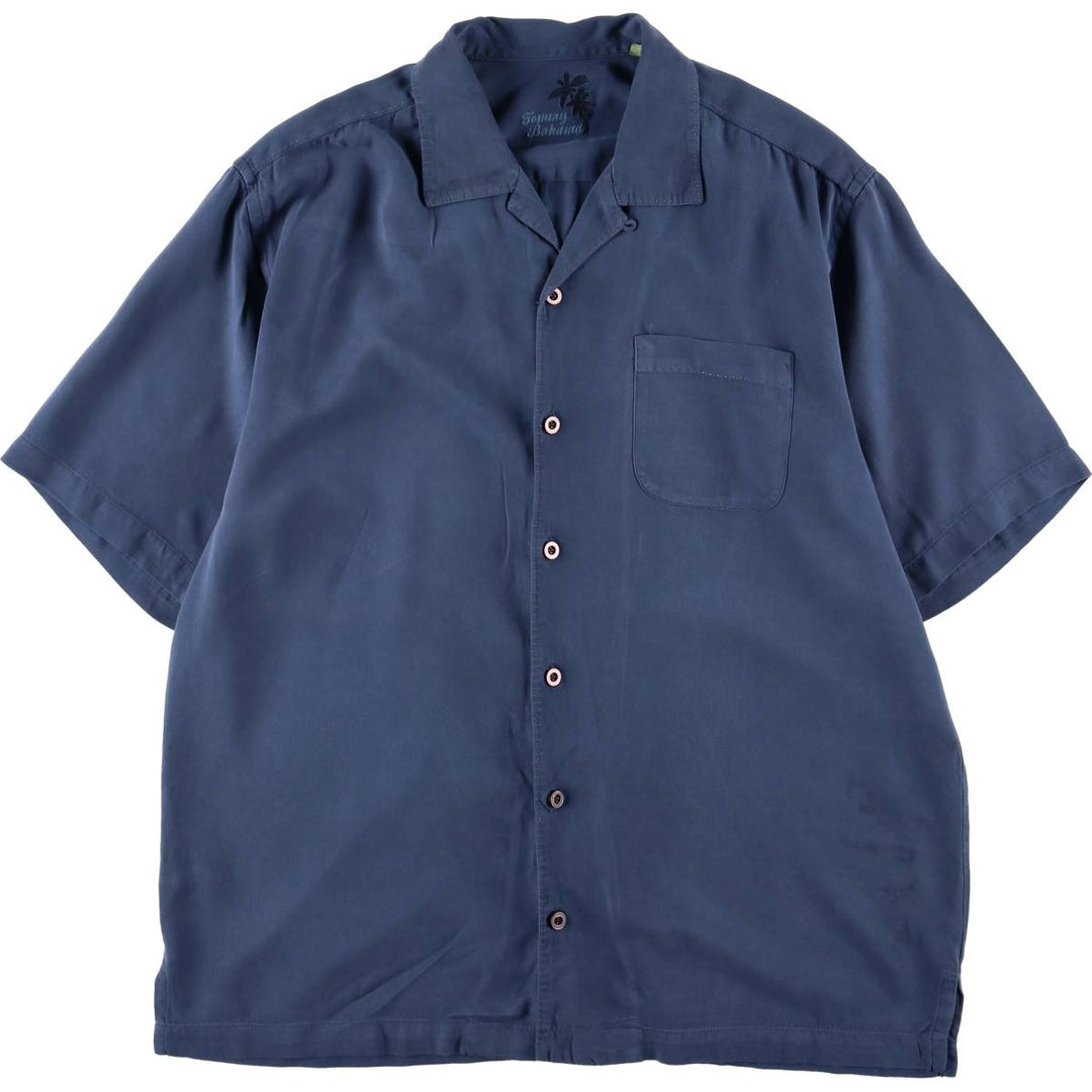 Tommy Bahama short-sleeved open-collar silk box shirt, men's size M silk blue type Vintage Second Hand