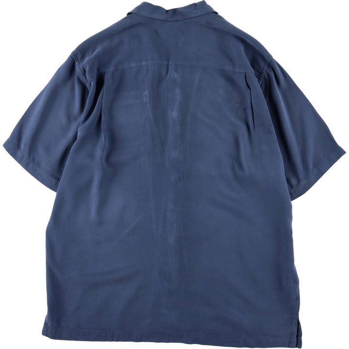 Tommy Bahama short-sleeved open-collar silk box shirt, men's size M silk blue type Vintage Second Hand