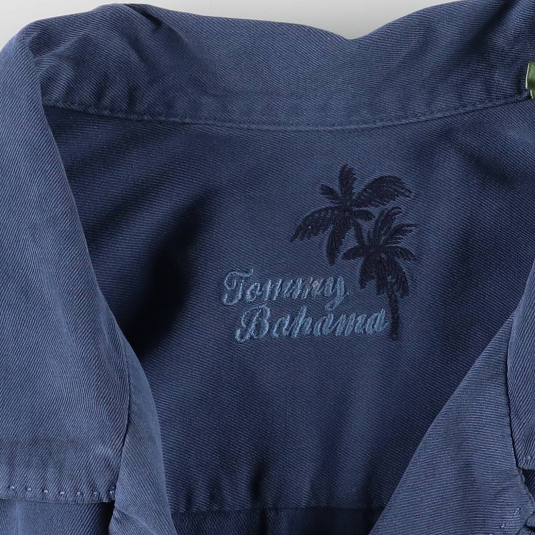 Tommy Bahama short-sleeved open-collar silk box shirt, men's size M silk blue type Vintage Second Hand