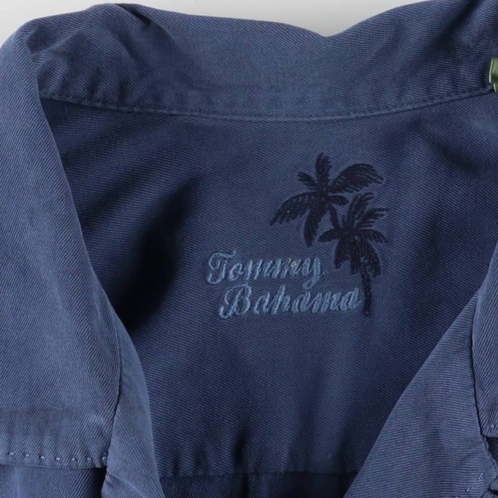 Tommy Bahama short-sleeved open-collar silk box shirt, men's size M silk blue type Vintage Second Hand