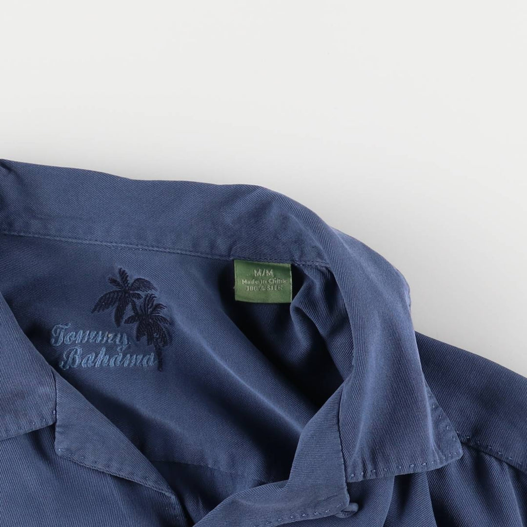 Tommy Bahama short-sleeved open-collar silk box shirt, men's size M silk blue type Vintage Second Hand