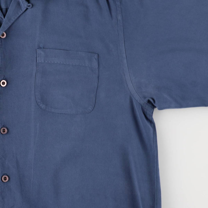 Tommy Bahama short-sleeved open-collar silk box shirt, men's size M silk blue type Vintage Second Hand