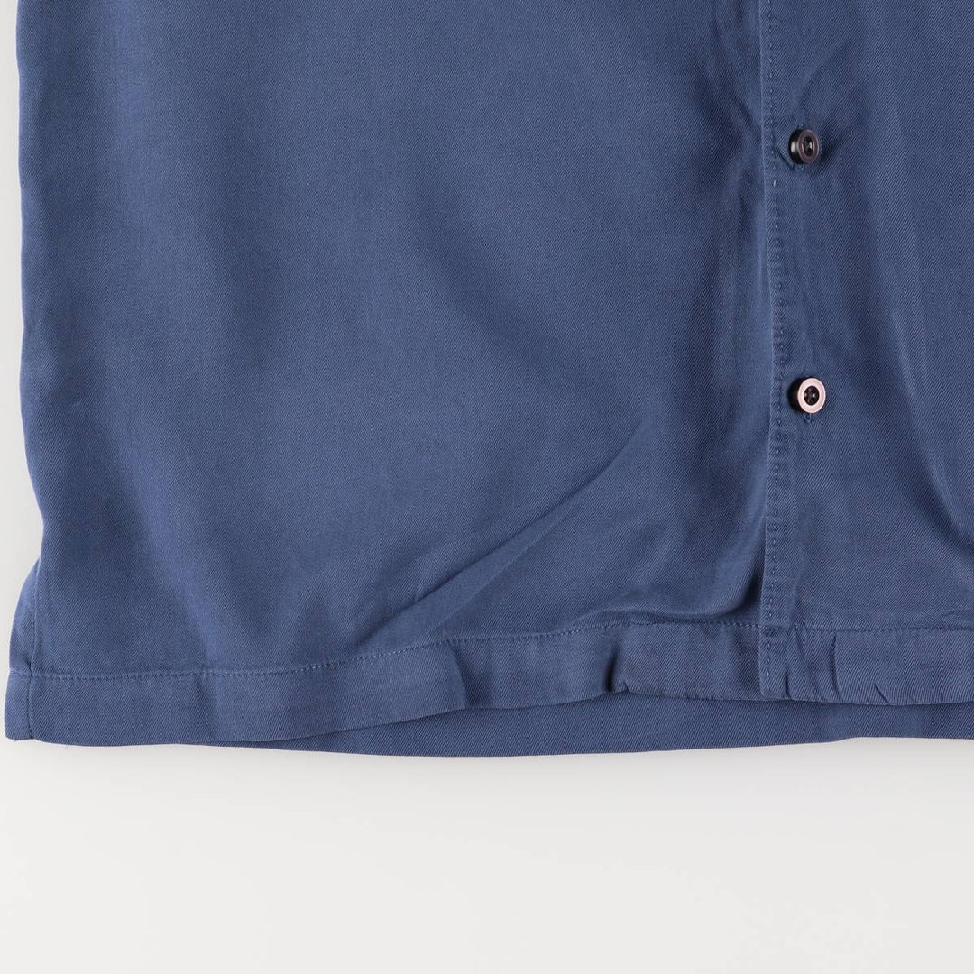Tommy Bahama short-sleeved open-collar silk box shirt, men's size M silk blue type Vintage Second Hand