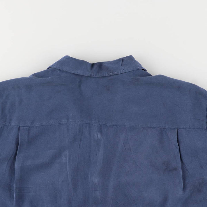 Tommy Bahama short-sleeved open-collar silk box shirt, men's size M silk blue type Vintage Second Hand