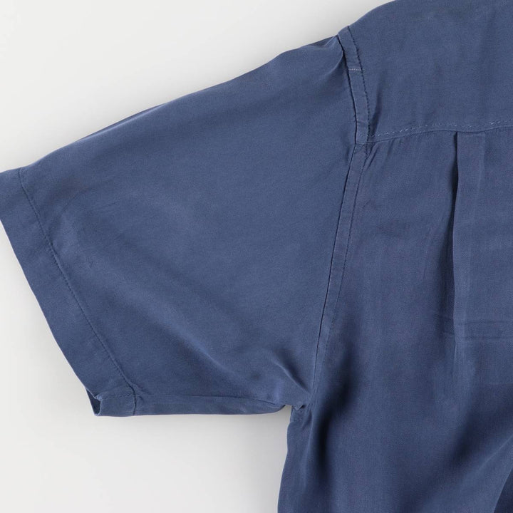 Tommy Bahama short-sleeved open-collar silk box shirt, men's size M silk blue type Vintage Second Hand