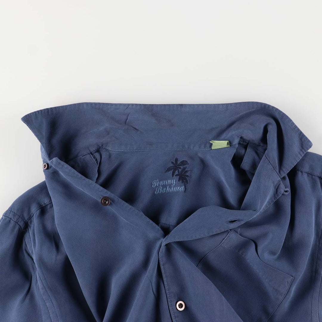 Tommy Bahama short-sleeved open-collar silk box shirt, men's size M silk blue type Vintage Second Hand