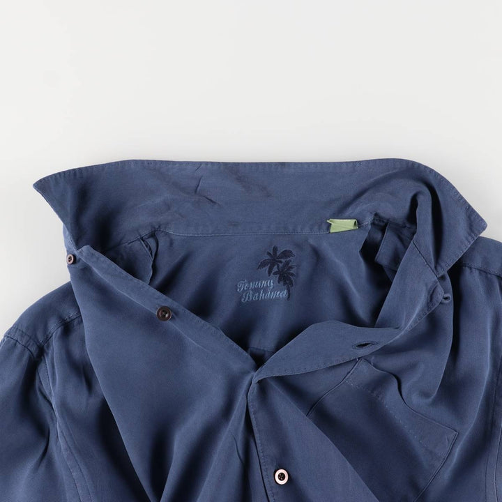 Tommy Bahama short-sleeved open-collar silk box shirt, men's size M silk blue type Vintage Second Hand