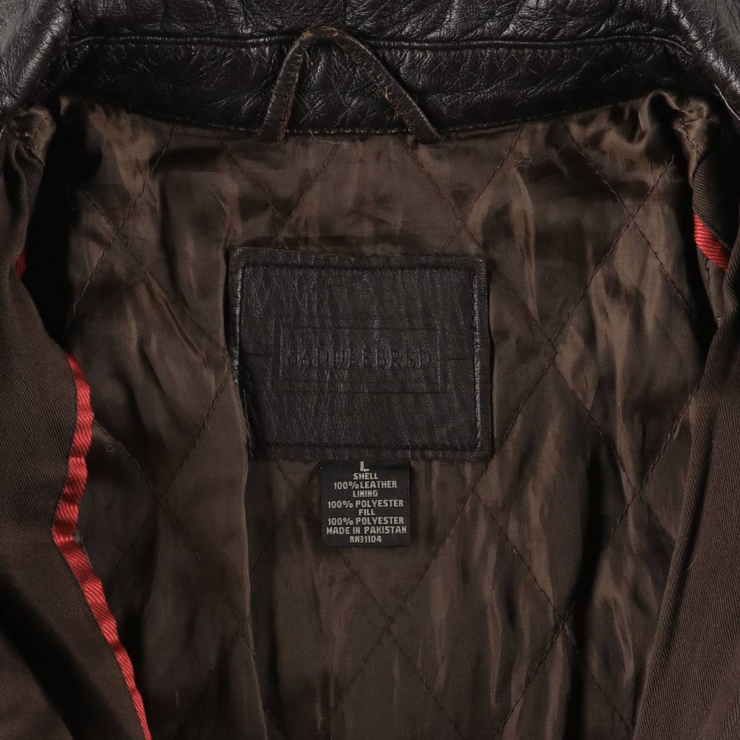 SADDLEBRED Padded Swing Top Leather Blouson, Men's Size L genuine leather brown type Vintage Second Hand