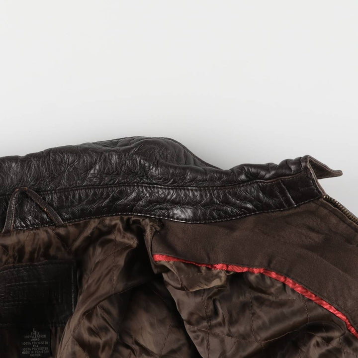 SADDLEBRED Padded Swing Top Leather Blouson, Men's Size L genuine leather brown type Vintage Second Hand