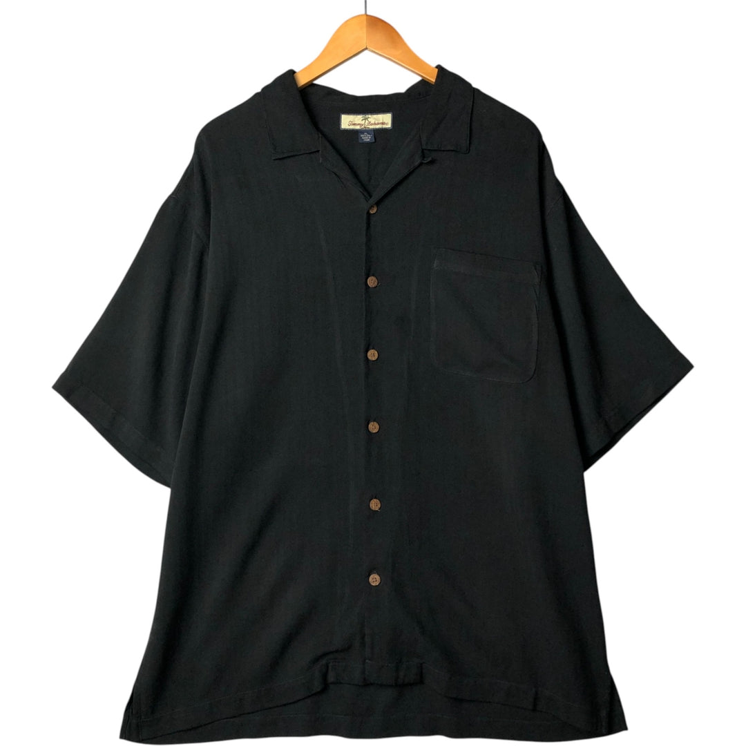 Tommy Bahama short-sleeved open-collar silk box shirt, men's XL silk black type Vintage Second Hand