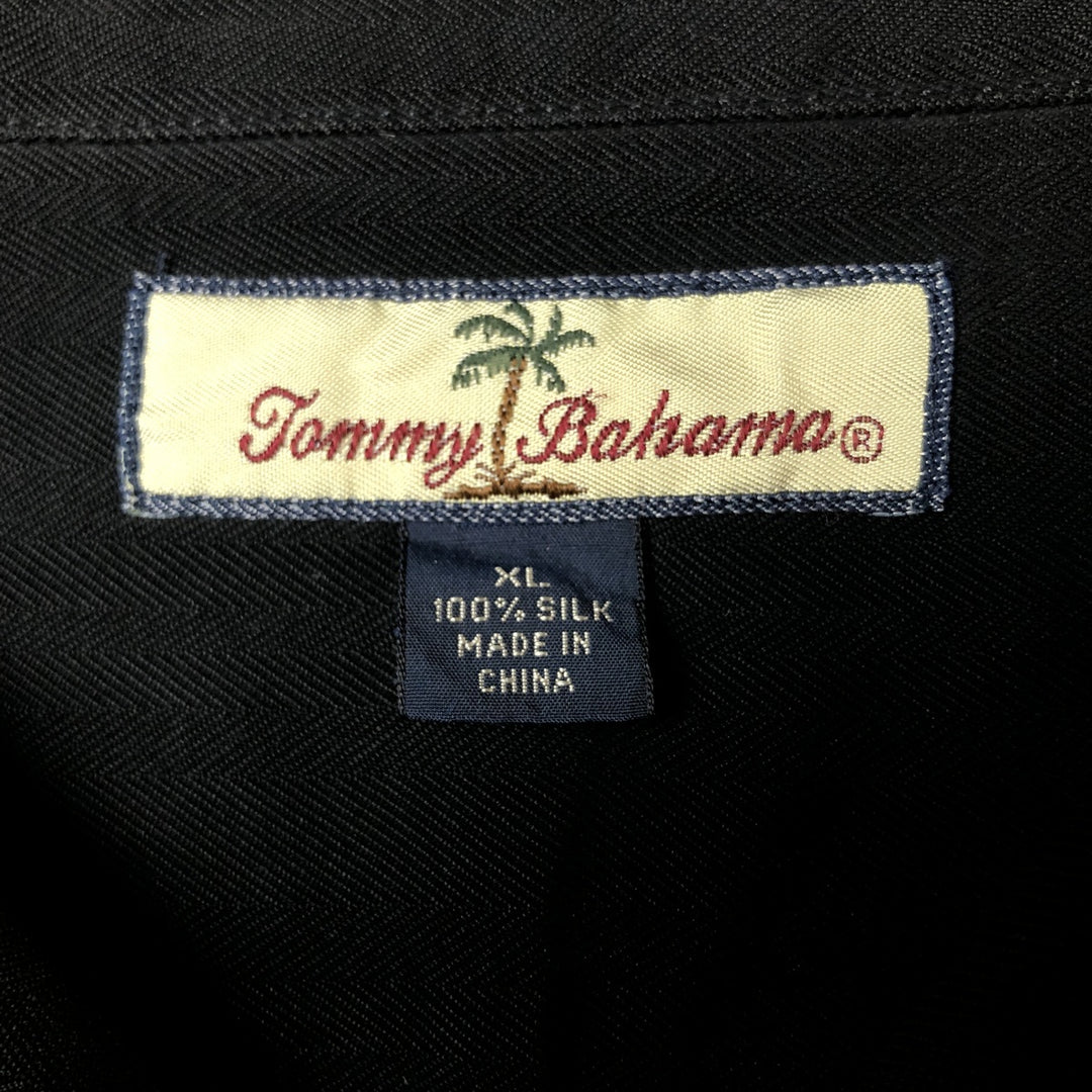 Tommy Bahama short-sleeved open-collar silk box shirt, men's XL silk black type Vintage Second Hand
