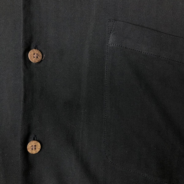 Tommy Bahama short-sleeved open-collar silk box shirt, men's XL silk black type Vintage Second Hand