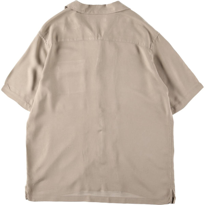 Perry Ellis PERRY ELLIS Short Sleeve Open Collar Silk Shirt Box Shirt Men's L Size silk Beige type Vintage Second Hand