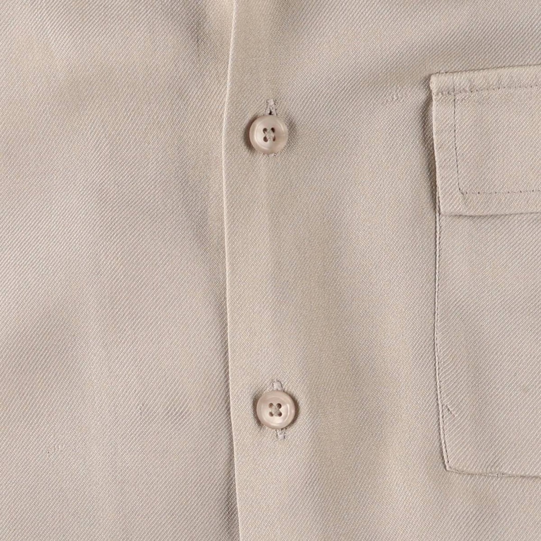 Perry Ellis PERRY ELLIS Short Sleeve Open Collar Silk Shirt Box Shirt Men's L Size silk Beige type Vintage Second Hand