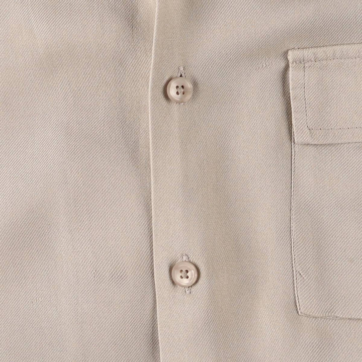 Perry Ellis PERRY ELLIS Short Sleeve Open Collar Silk Shirt Box Shirt Men's L Size silk Beige type Vintage Second Hand