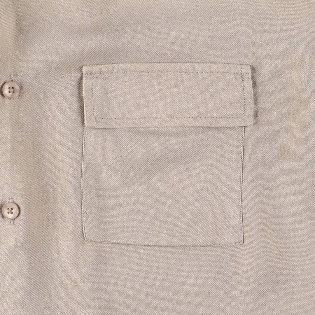 Perry Ellis PERRY ELLIS Short Sleeve Open Collar Silk Shirt Box Shirt Men's L Size silk Beige type Vintage Second Hand