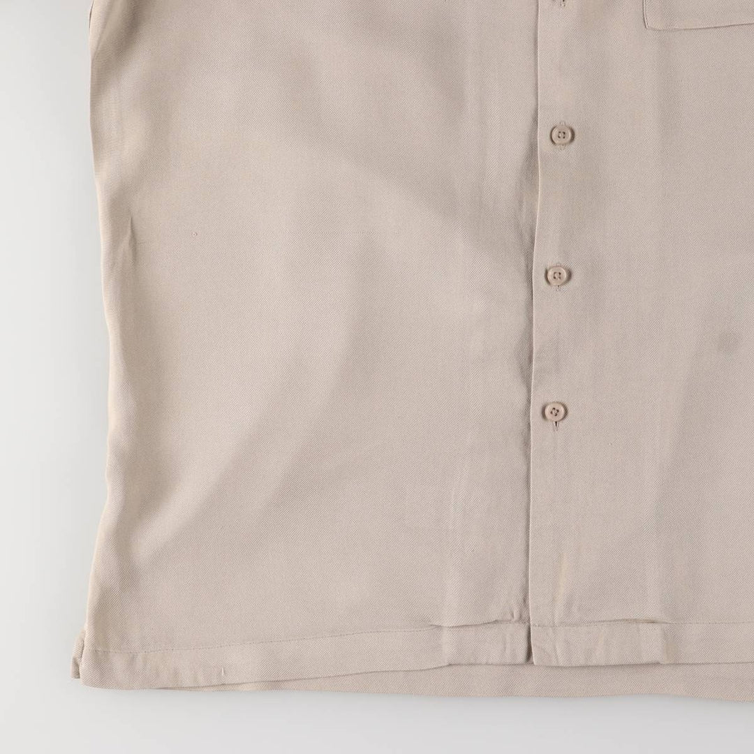 Perry Ellis PERRY ELLIS Short Sleeve Open Collar Silk Shirt Box Shirt Men's L Size silk Beige type Vintage Second Hand