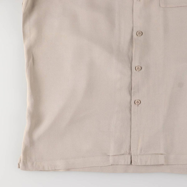 Perry Ellis PERRY ELLIS Short Sleeve Open Collar Silk Shirt Box Shirt Men's L Size silk Beige type Vintage Second Hand