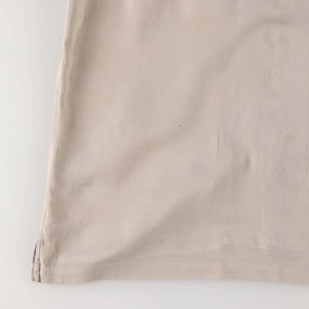 Perry Ellis PERRY ELLIS Short Sleeve Open Collar Silk Shirt Box Shirt Men's L Size silk Beige type Vintage Second Hand